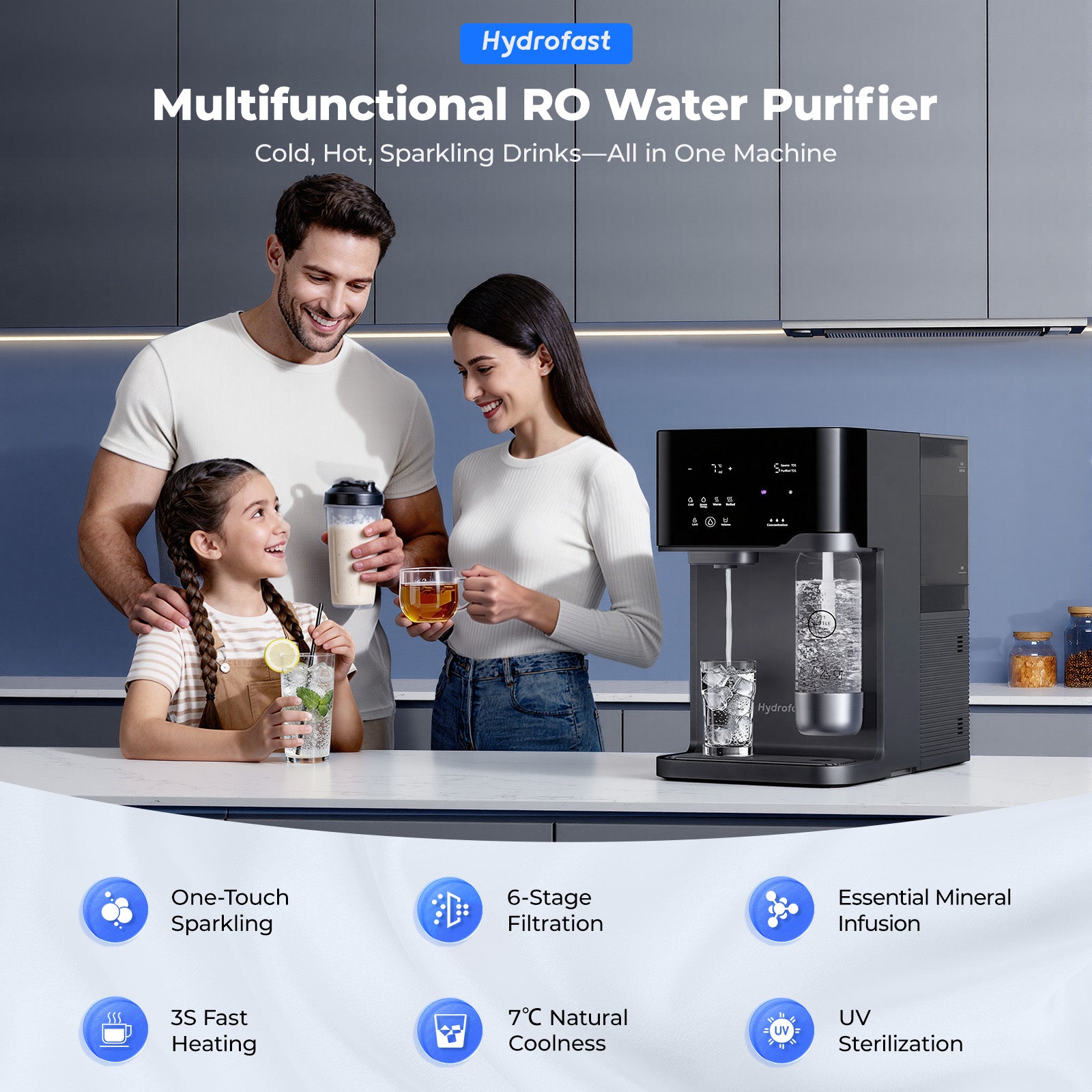 Hydrofast C300 Countertop RO Water Filter – Sparkling, Pure & Mineral-Rich Water
