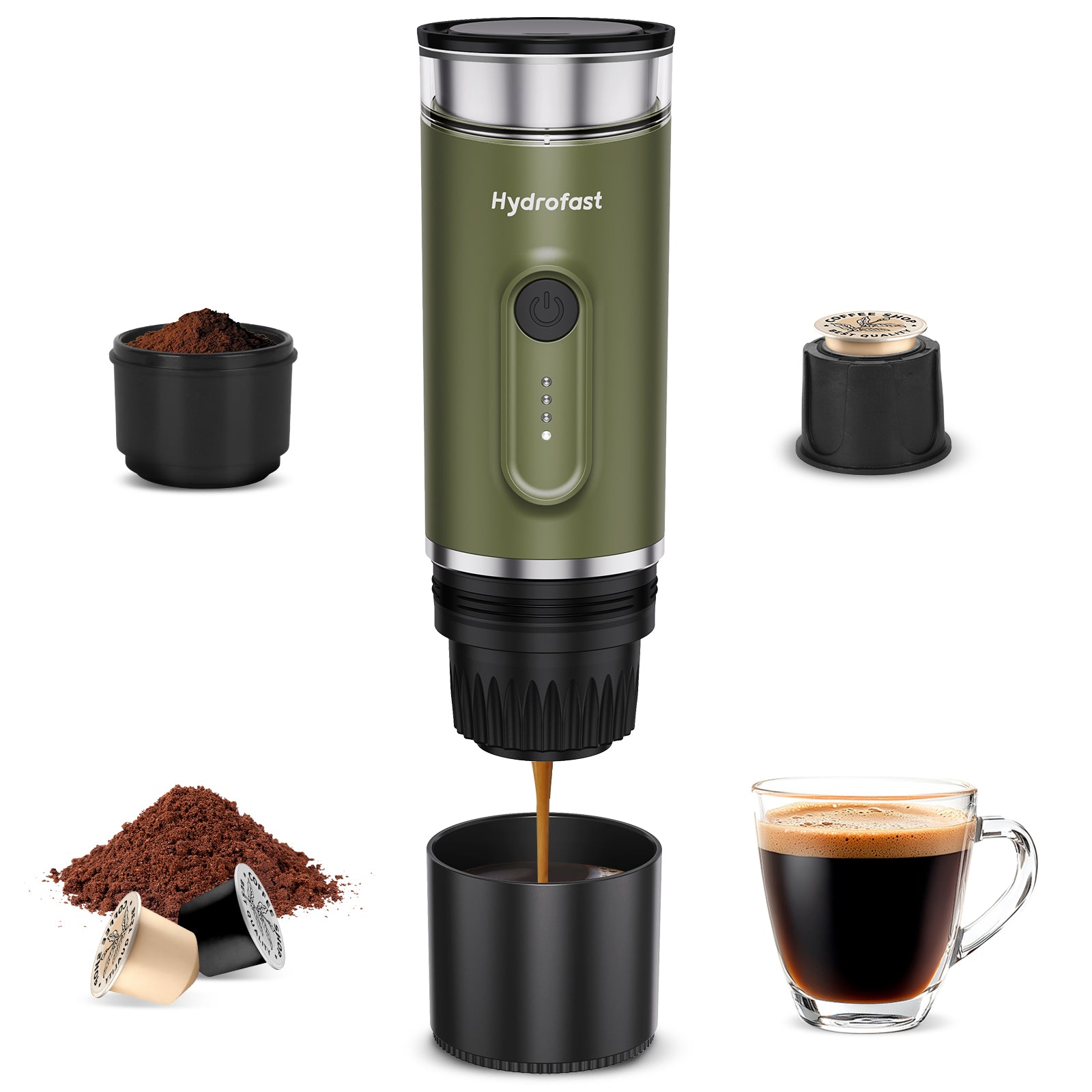 Hydrofast PO-100 Portable Espresso Maker | 20-Bar · 9600mAh