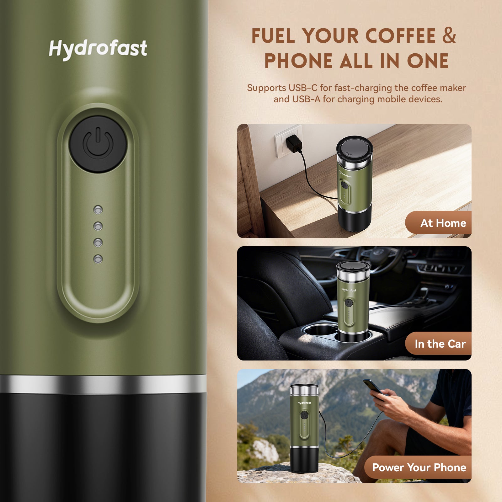 Hydrofast PO-100 Portable Espresso Maker | 20-Bar · 9600mAh