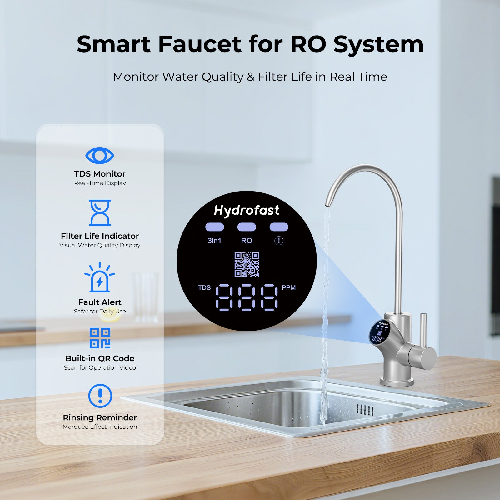 Hydrofast U01D Digital Display Faucet Matte Silver for UB&UC&UW Series