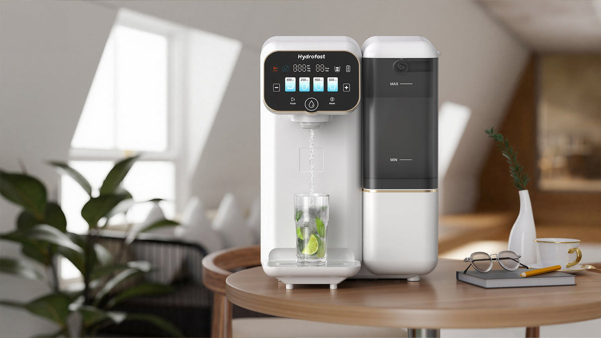 Countertop reverse osmosis water filter in a rental kitchen
