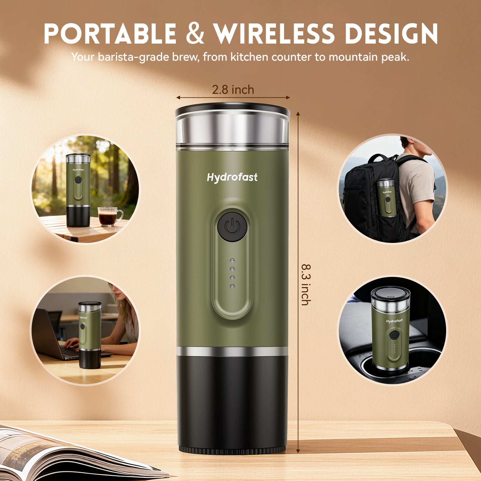 Hydrofast PO-100 Portable Espresso Maker | 20-Bar · 9600mAh